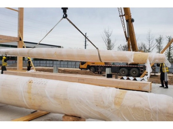 04月-2 梁缘建科在建国家级木业检测中心项目完成一层结构柱安装
