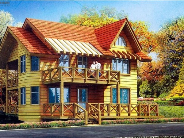 用木头砖建造的木屋别墅